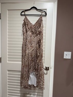 Express Leopard Print Slip Dress in Tan & Brown